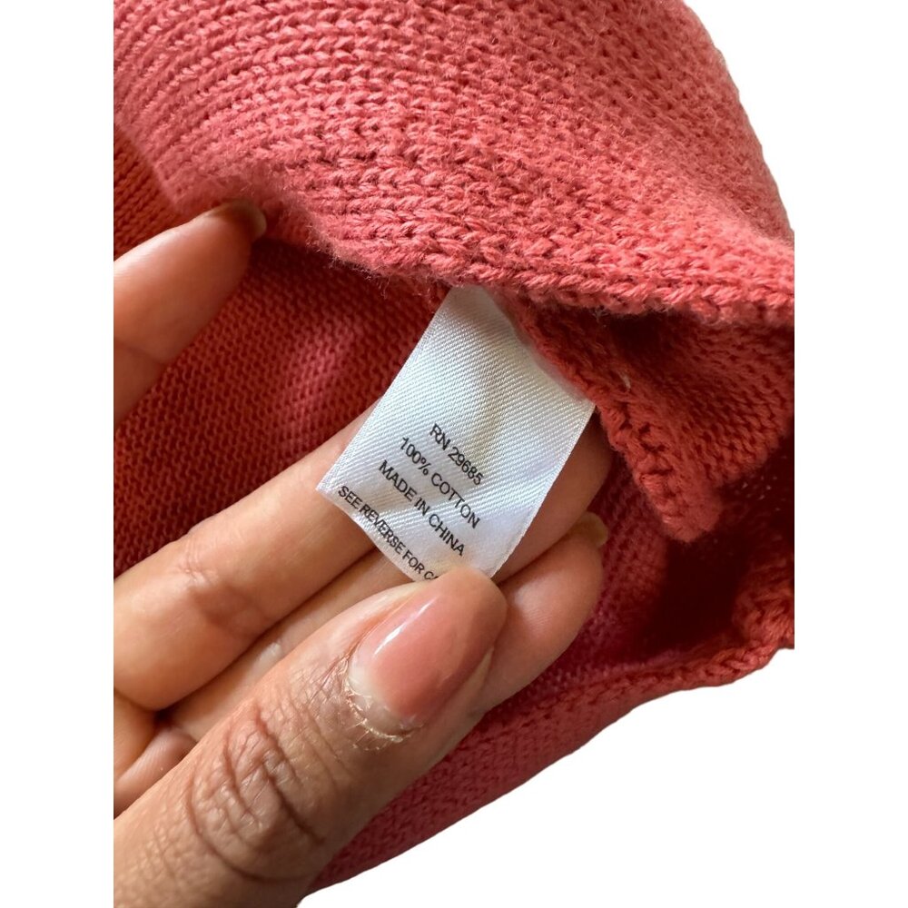 Pendleton Coral Pink Cotton Knit Sweater Top Short Sleeve Ribbed Scoop Neck XL i - Picture 5 of 6